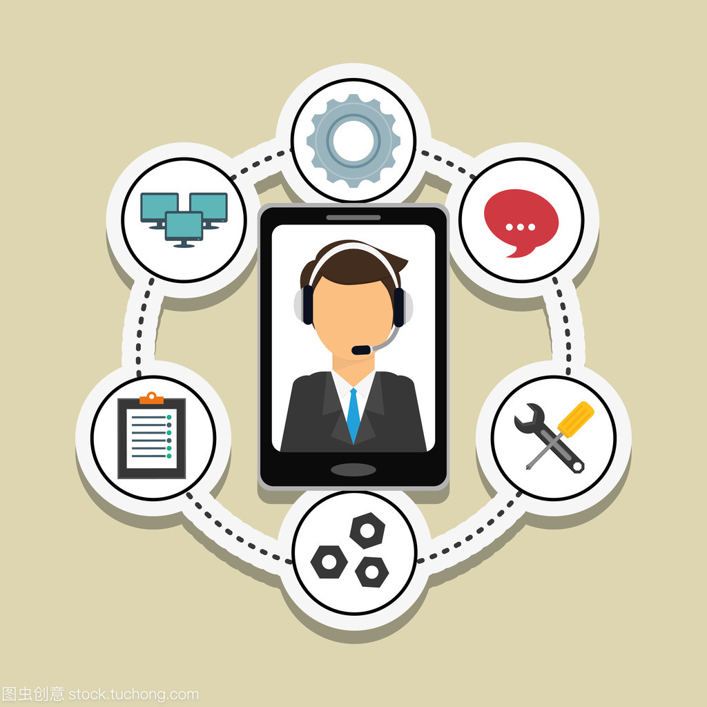技術服務和電話中心圖標設計 矢量圖在現代科技中介服務中的重要性